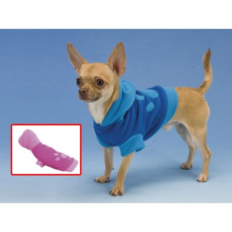 Forro polar de peluche con capucha y huella 45 cm.