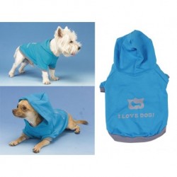 Sudadera azul con capucha I Love Dog de 30 cm.