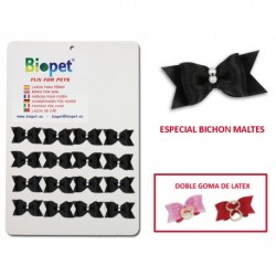 Expositor de 16 lazos rígidos negros Bichón Maltés