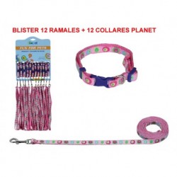 Blister 12 ramales + 12 collares de nylon mini en 10 mm. serie "Planet"