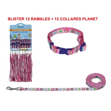 Blister 12 ramales + 12 collares de nylon mini en 10 mm. serie "Planet"