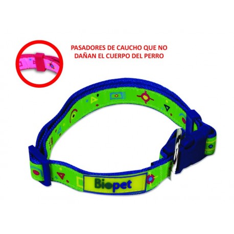 Collar de nylon suave Etnico azul de 25 mm.